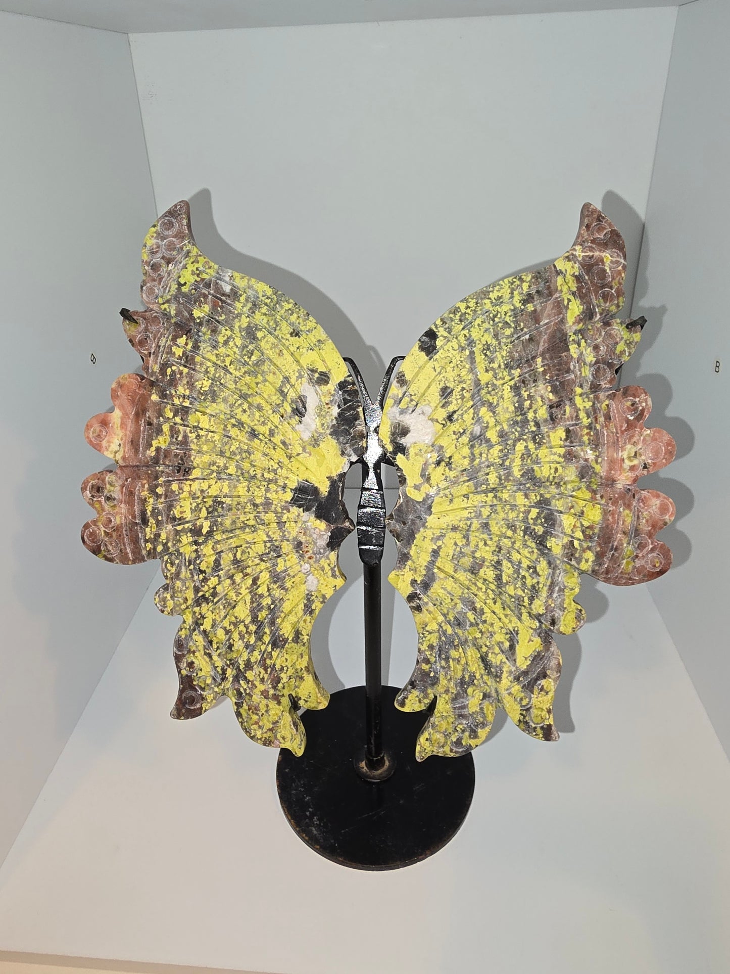 XL Snake Skin Jasper Butterfly wings on stand