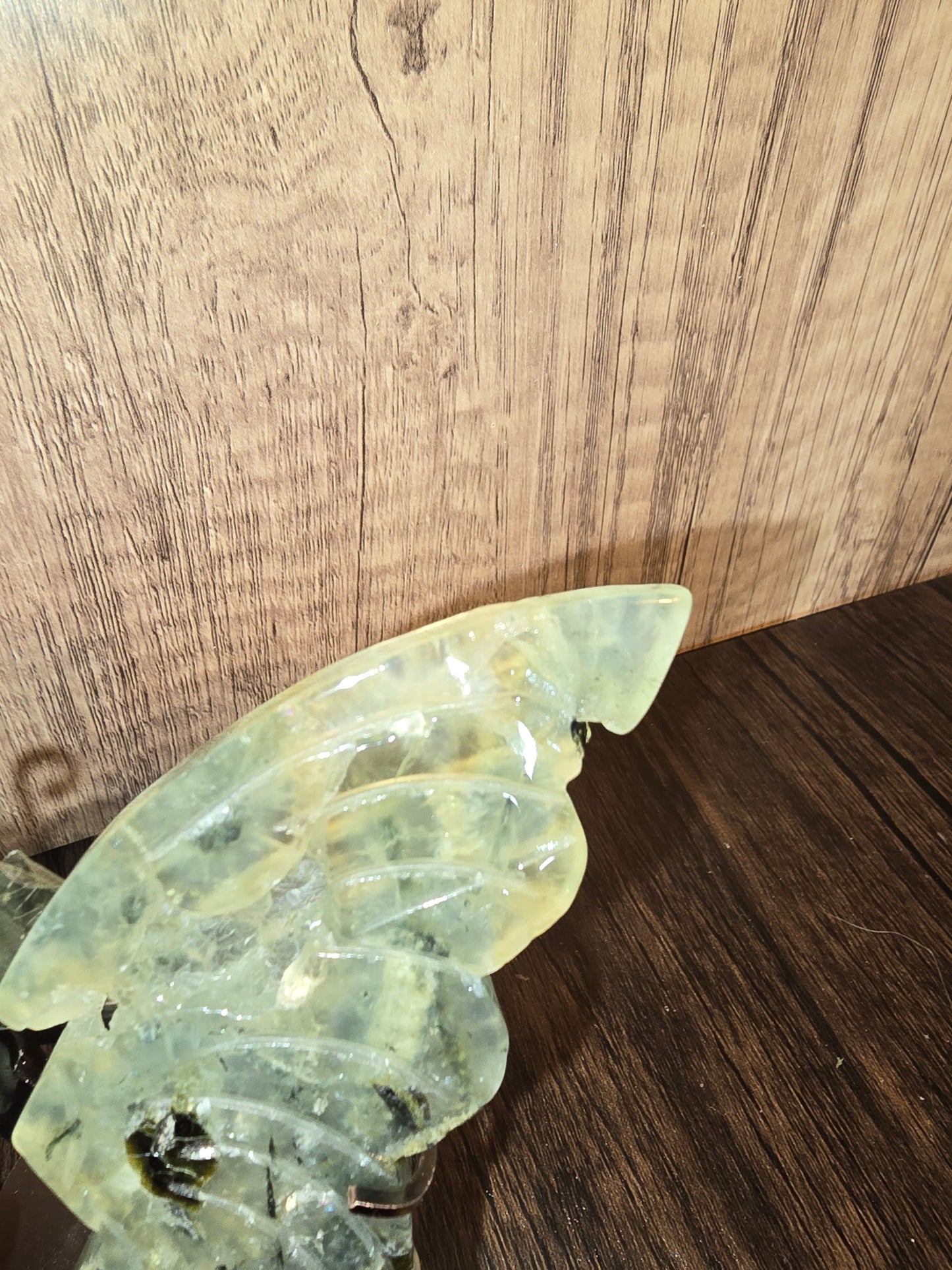 Prehnite Butterfly wings on stand