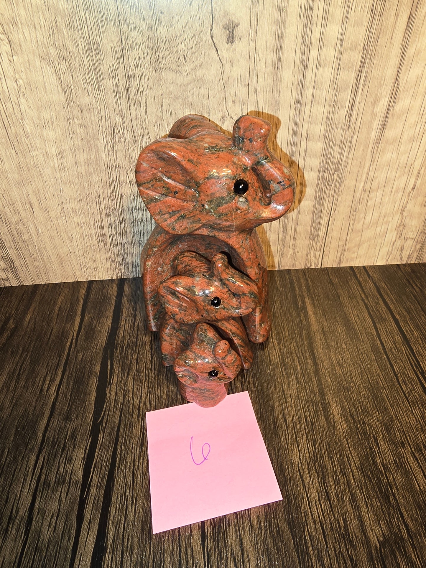 Red Jasper Elephant Family