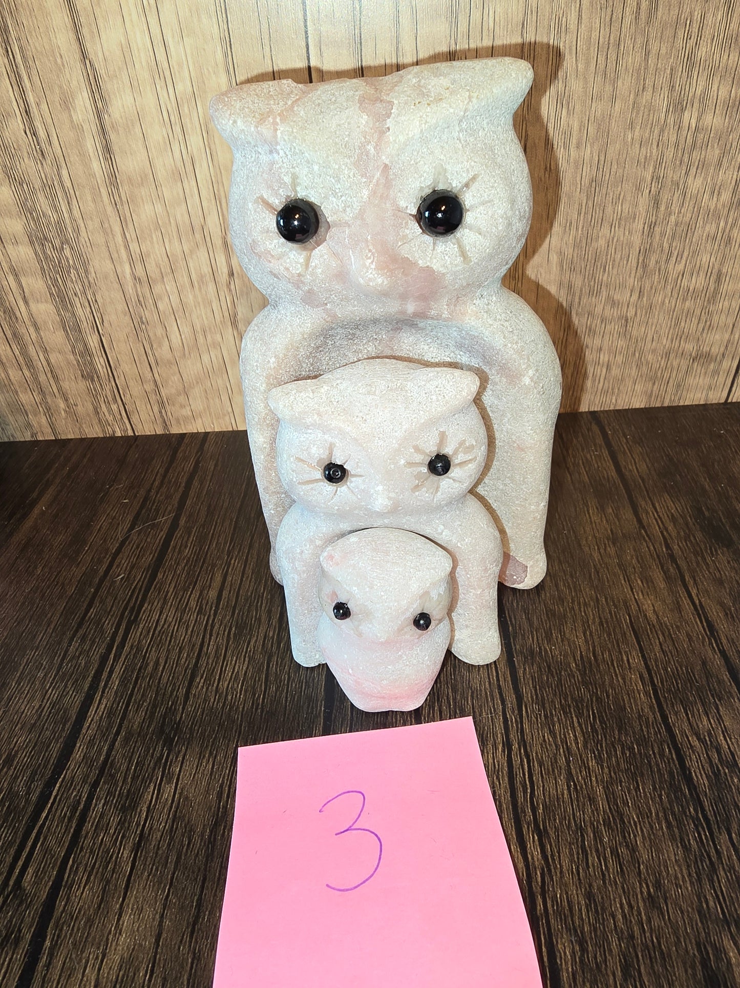 Pink opal owl family
