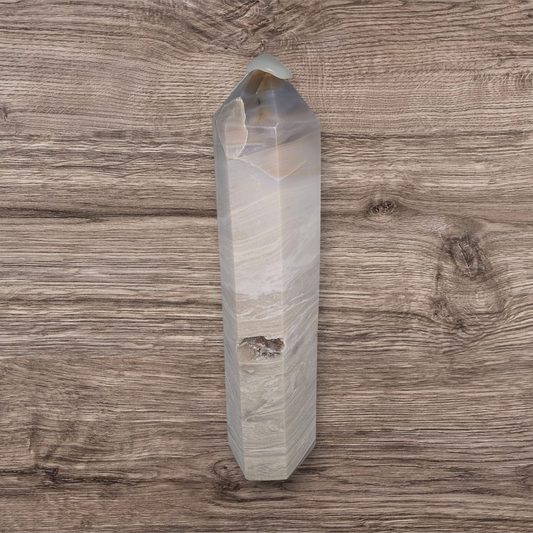 10 inch Druzzy white ocean jasper tower