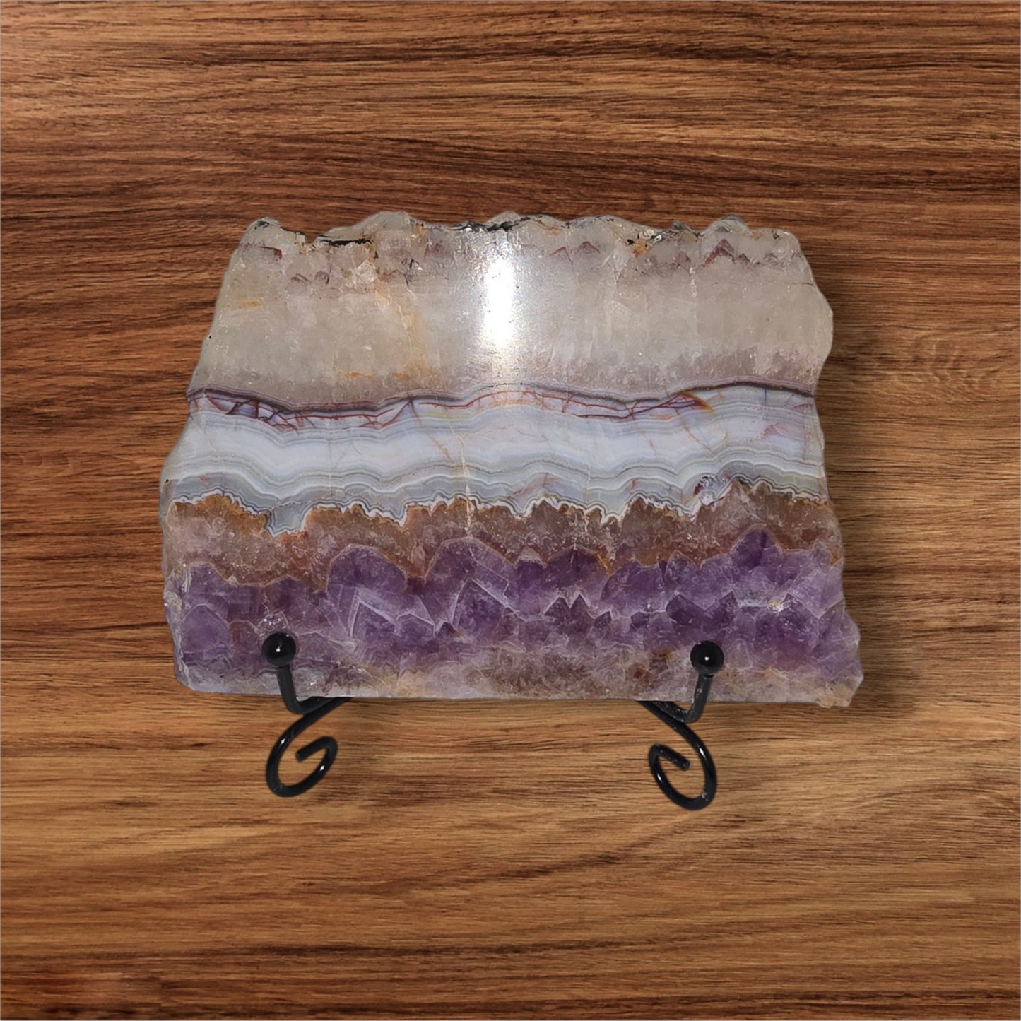 Lace Amethyst slice with stand