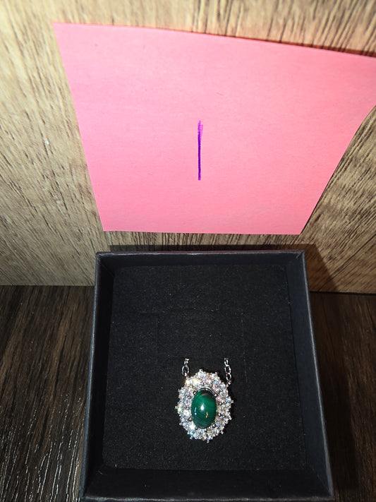 Malachite and clear crystal necklace