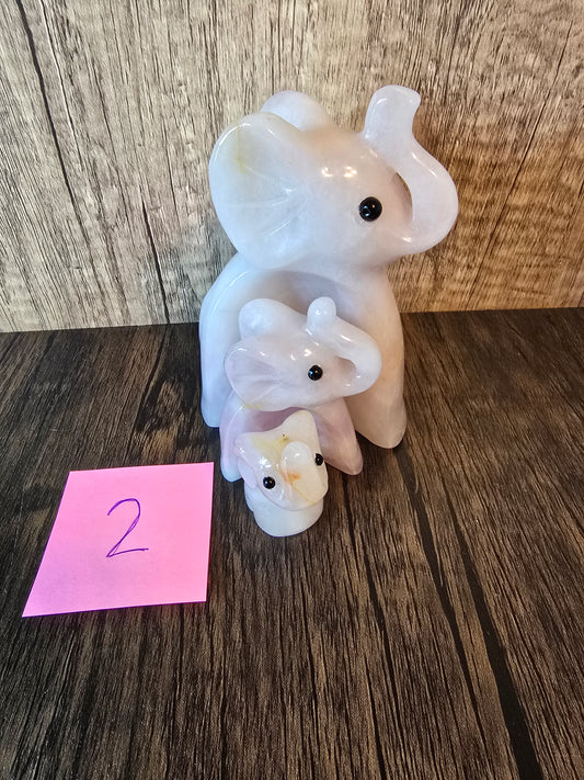 Rose Quartz Elephant Family