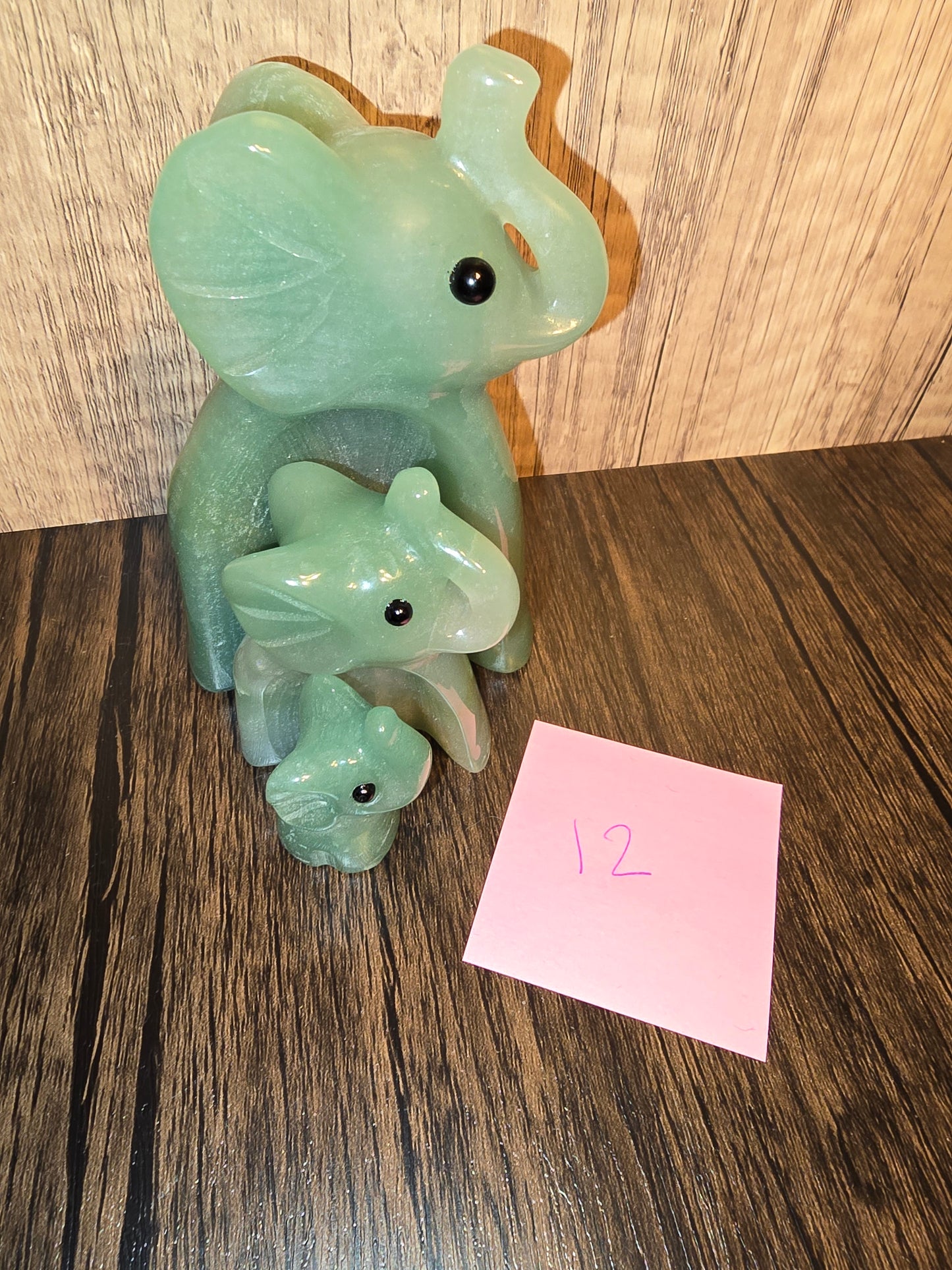 Green Aventurine Elephant Family