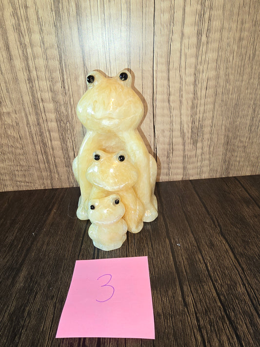 Honey Calcite Frog Family