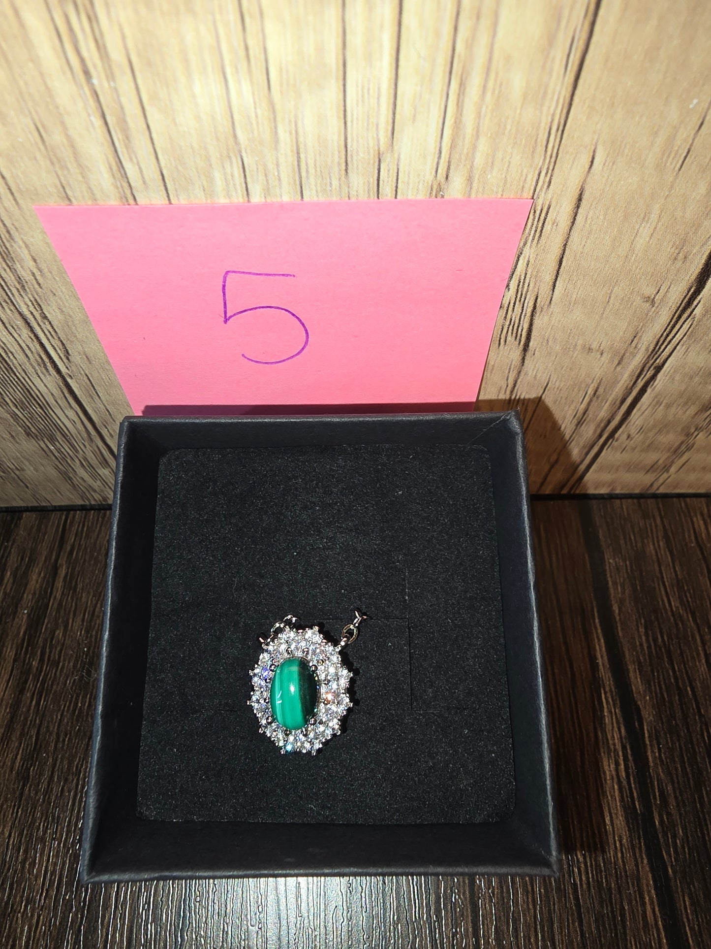 Malachite and clear crystal necklace