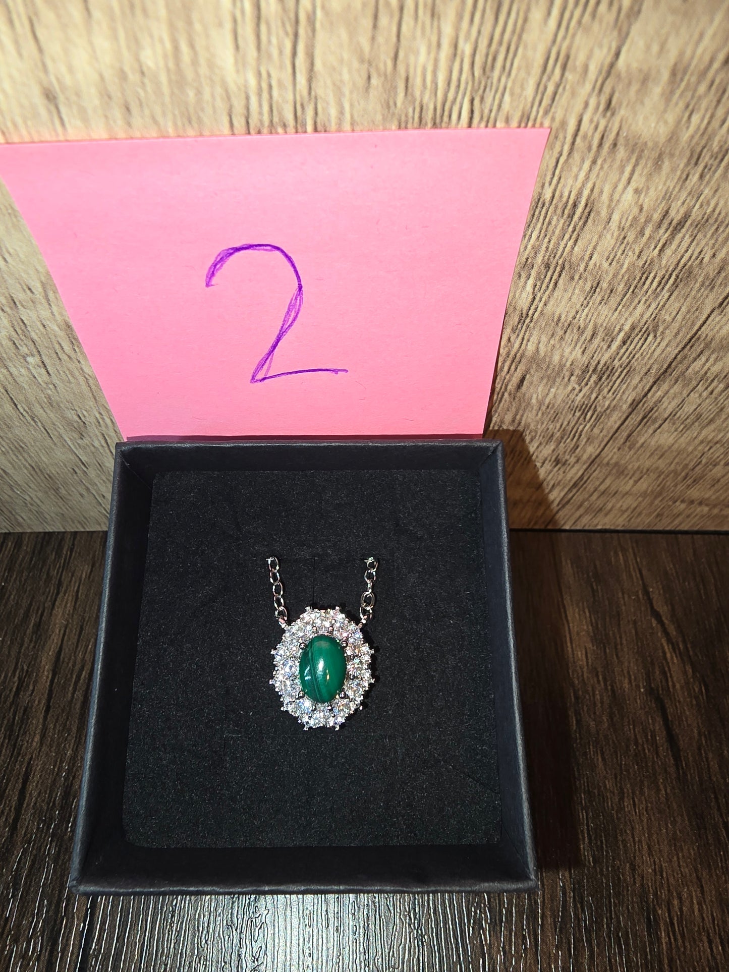 Malachite and clear crystal necklace