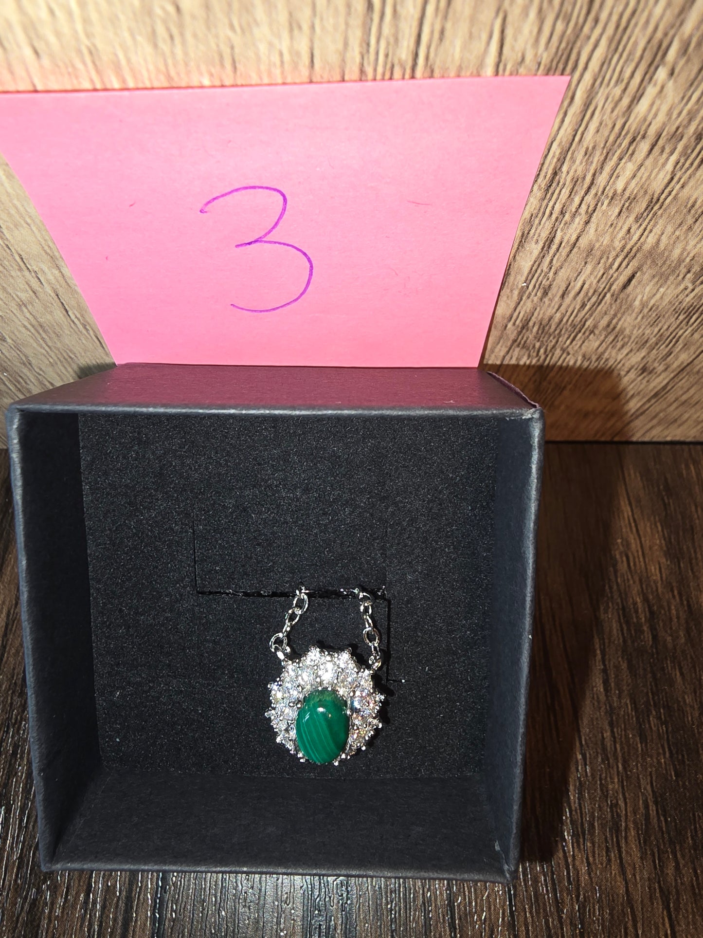 Malachite and clear crystal necklace